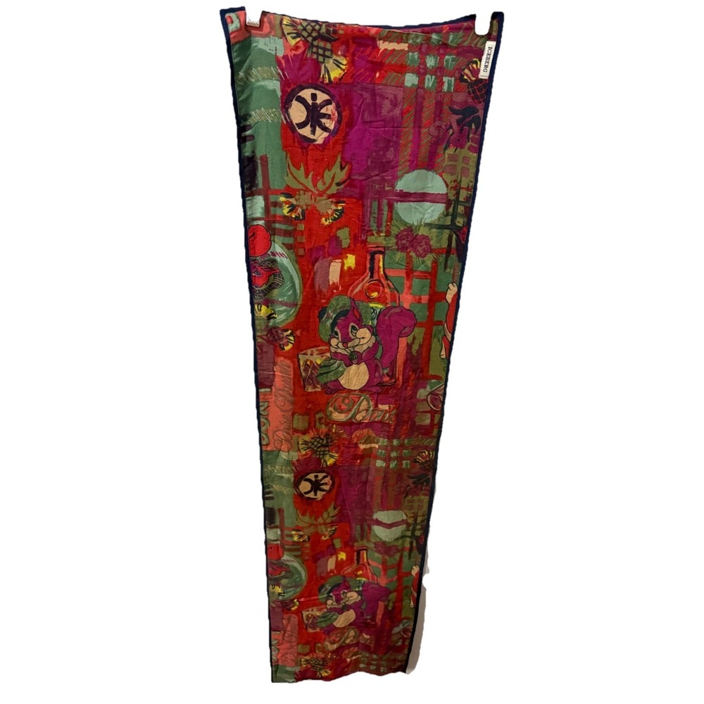 Iceberg Scarf Multicolor Art To Wear Made In Italy Chipmunk Squirrel 57x15"